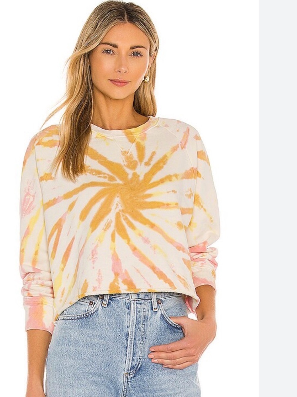 MOTHER the loafer crop fray sweatshirt size medium